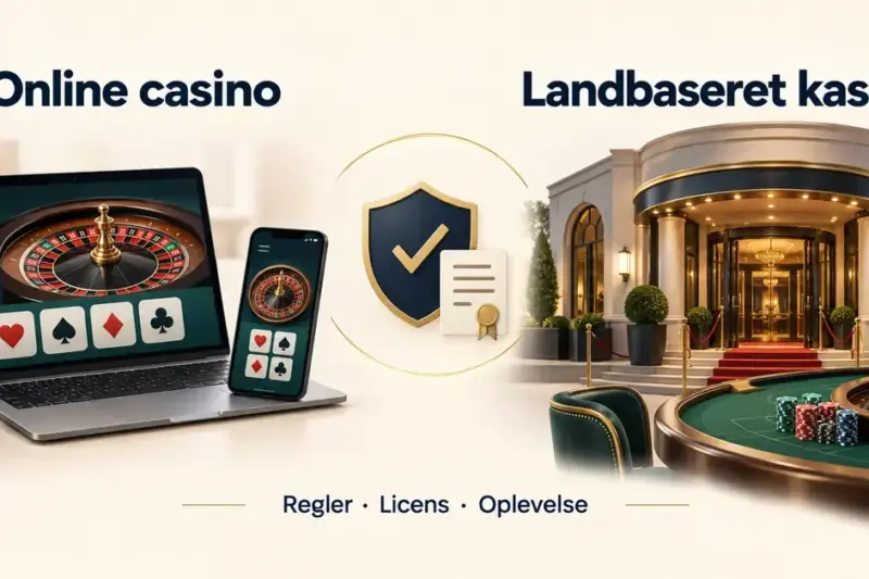 Forskel på online casino og landbaseret kasino: regler, licens og oplevelse